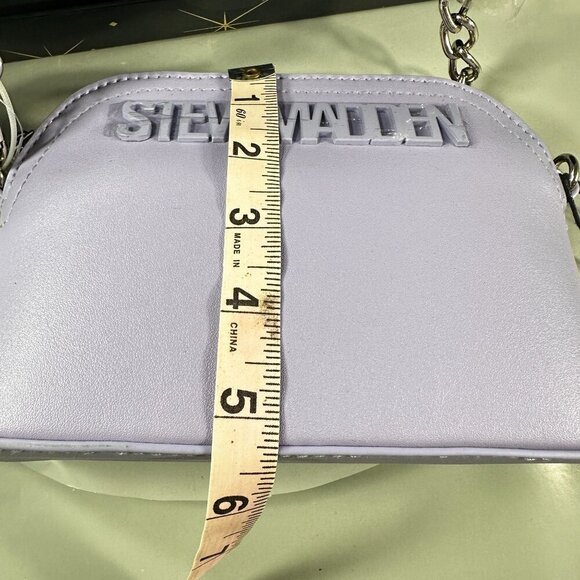 Steve Madden Crossbody Women Handbag Monogram Strap Coin Purse Keychain Purple - Picture 9 of 16